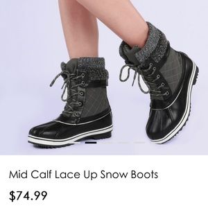 Mid Calf Lace Up Snow Boots